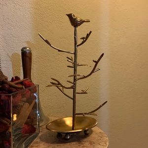 Brass / gold tone jewelry holder stand